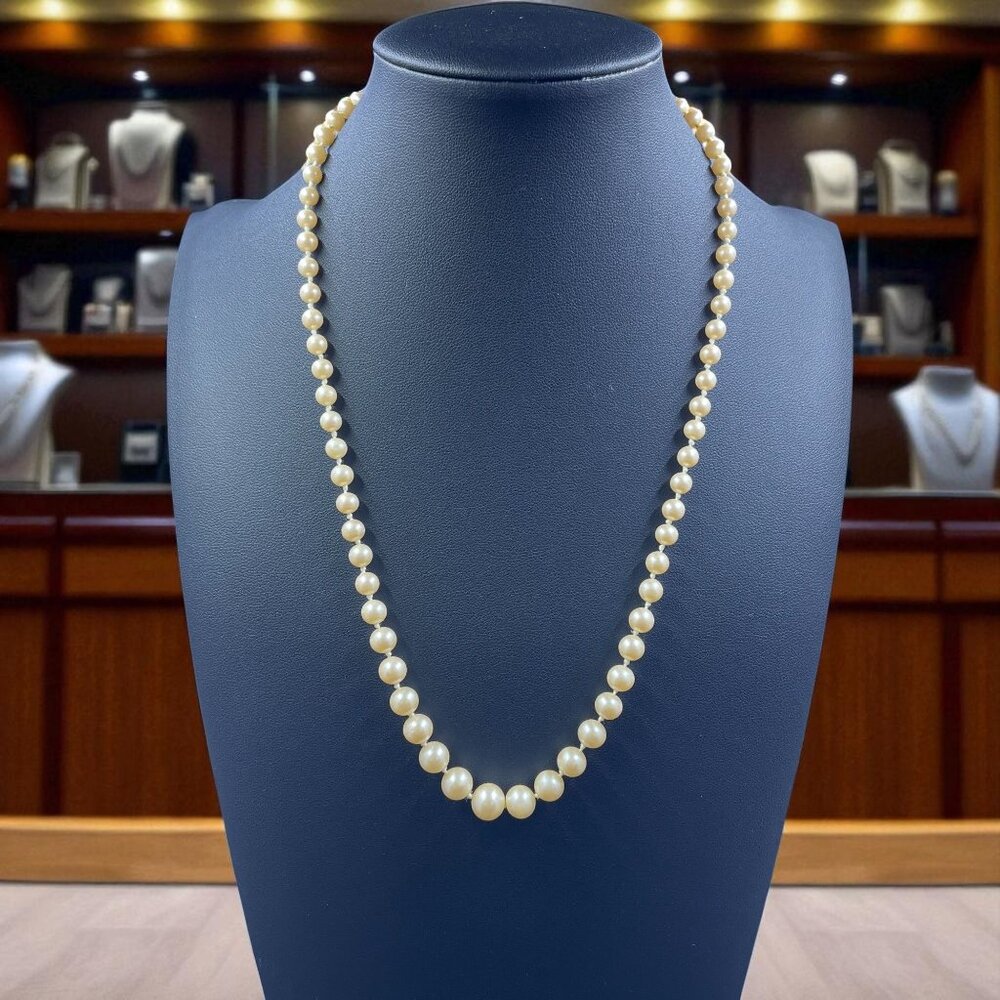 Vintage Faux Pearl Necklace G Silver Clasp‎ Classic Elegant Bridal Jewelry 21"